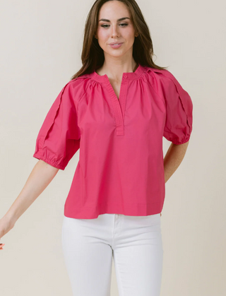 Henley Blouse in Melon