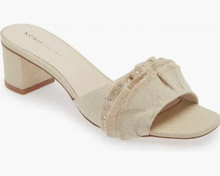 Leana Heel in Linen Fabric