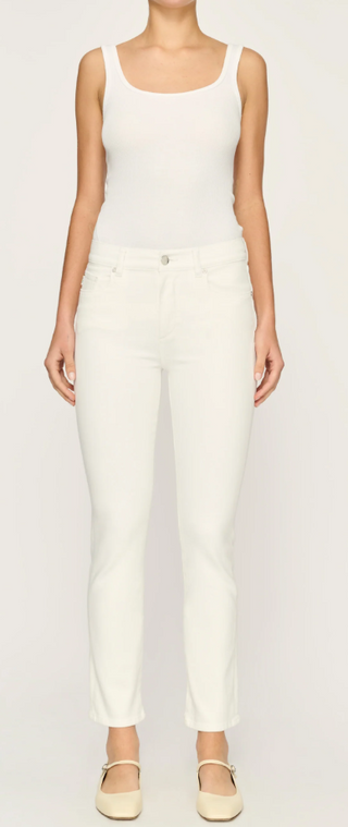Mara Straight Mid Rise Instasculpt Ankle in White