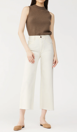 Hepburn Wide Leg High Rise Vintage in Eggshell