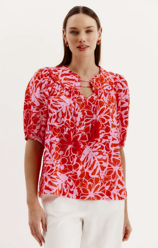 Margarita Linen Top in Multi