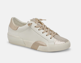 Zina Sneaker in White/Gold Leather