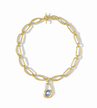 Wave Statement Necklace Gold/Iridescent Chalcedony