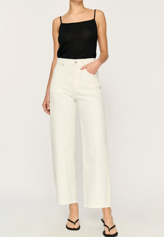 Taylor Barrel Ultra High Rise Crop in White