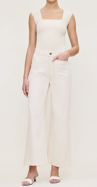 Hepburn Wide Leg High Rise Ankle in Flax
