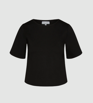 Ponte Knit Short Sleeve Top in Black
