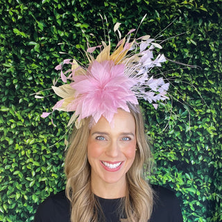 Fascinator 2018-Light Pink/Golden Yellow