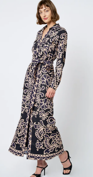 Chiara Printed Shirt Dress in Black Multi