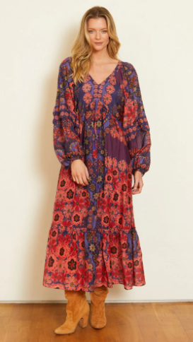 Bijou Dress in Patchwork Pansy