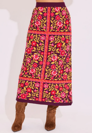 Vivian Sweater Skirt in Golden Flower