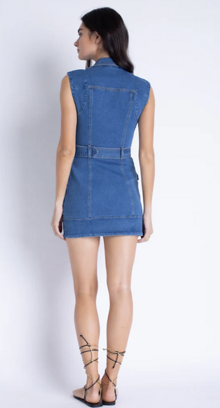 Selena Denim Mini Dress in Ocean Blue