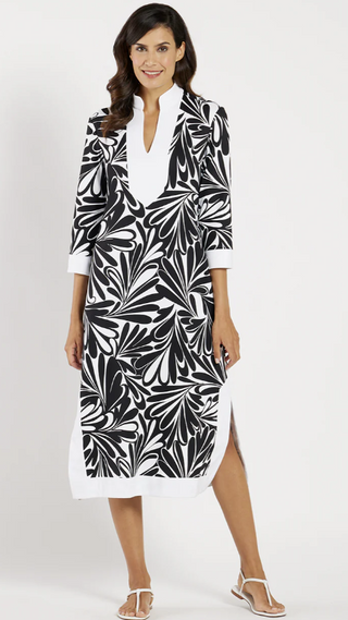 Katie Dress in Decorative Fan Black/White