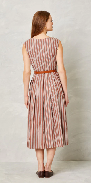 Hadley Dress in Cappuccino White Stripe