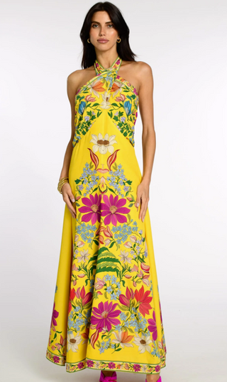 Aubrey Dress in Tapestry Yellow
