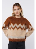 Berget Long Sleeve Pullover Sweater in Brown Multi