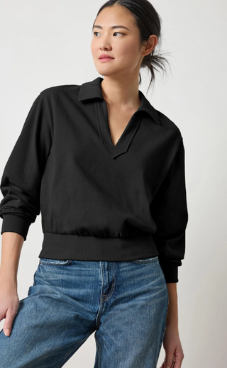 Drop Shoulder Polo in Black