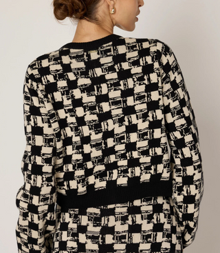 Marybeth Sweater Cardigan in Biarritz Black/Ivory