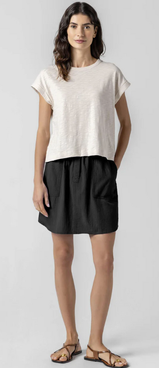 Sleeveless Boxy Crewneck Top in Canvas