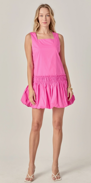 Shirring Detailed Sleeveless Dress in Pink