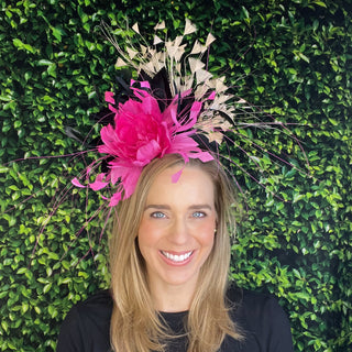 Fascinator 2001-Hot Pink/Black/Tan