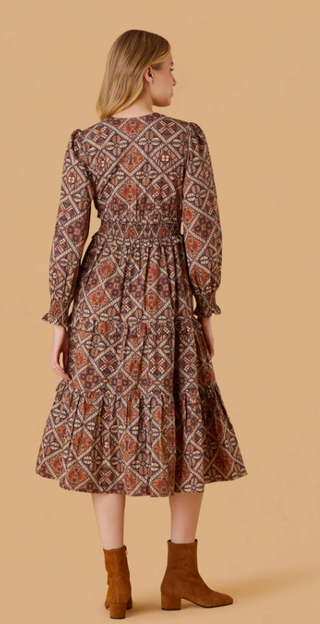 Sloan Dress in Chai Medallions