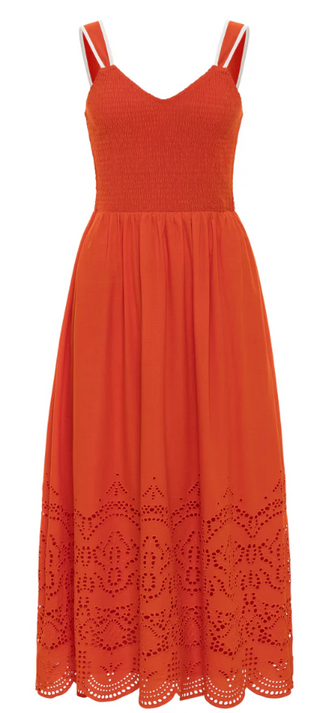 Campbell Midi Dress in Cherry Eyelet