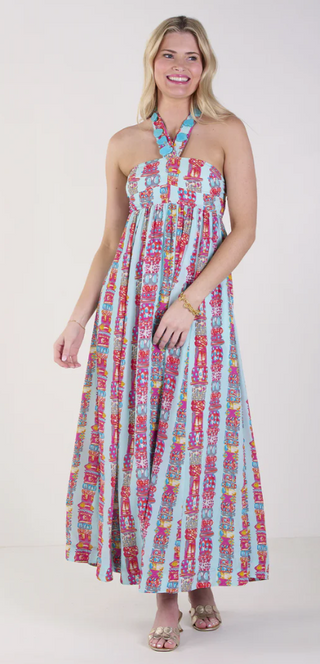 Zoe Halter Dress in Iconic Iris
