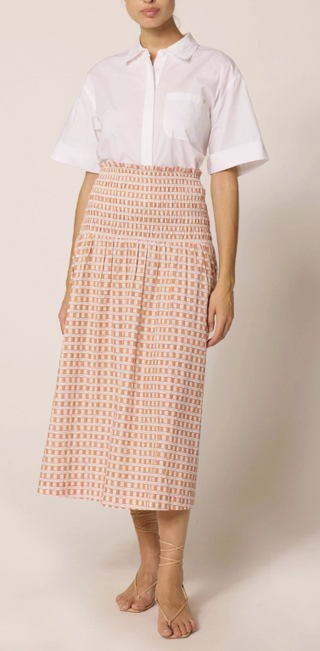 Azita Midi Skirt in Bellini Plaid Print