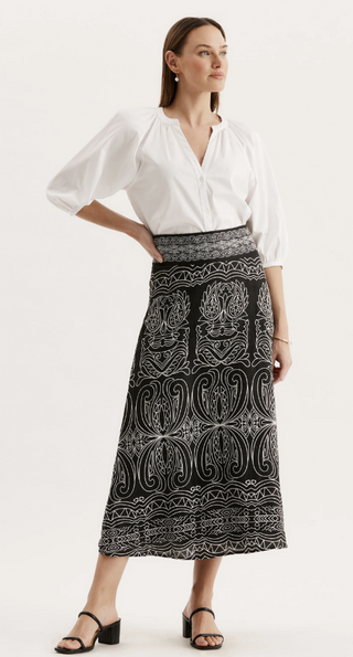 Valentina Embroidered Skirt in Black