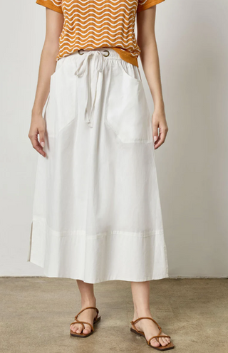 Long Poplin Skirt in White
