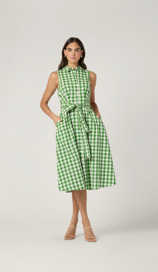 Kendra Dress in Green/Ivory