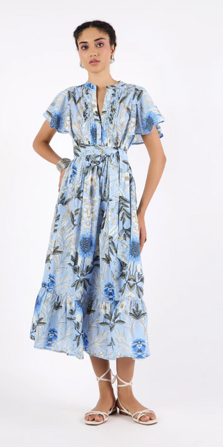 Leni Dress in Monet's Garden Blue