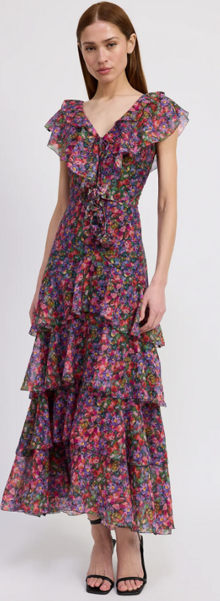 Naomi Maxi Dress in Purple Multi