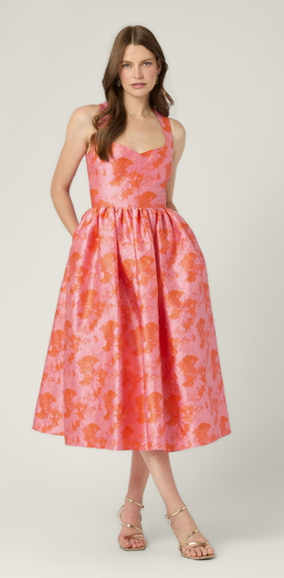 Salma Dress in Coral/Pink