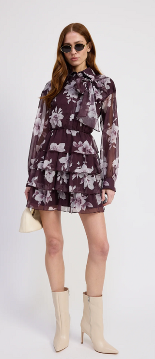 Annaliese Mini Dress in Plum Gray