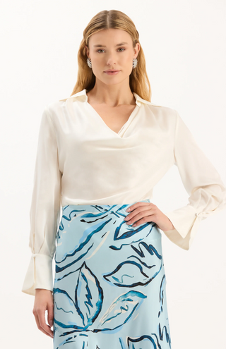 Astrid Charmeuse Blouse in Ivory