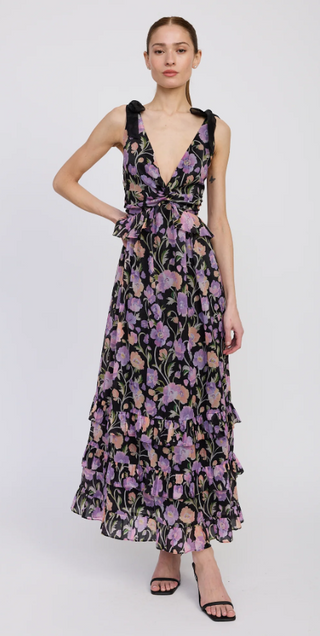 Becca Maxi Dress in Black/Purple/Orange