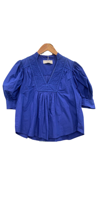 Emilia Embroidery Top in Royal