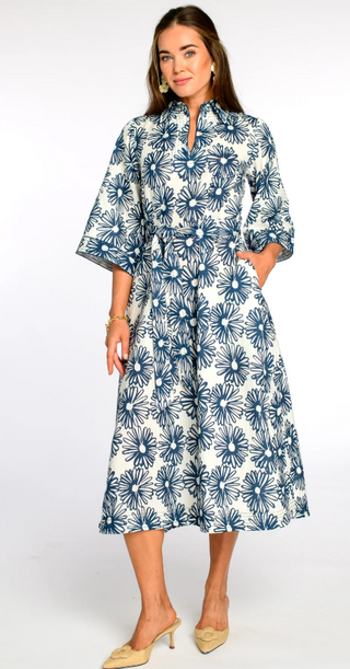 Talia Dress in Hand Drawn Daisies