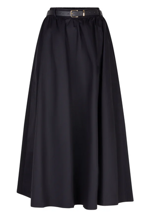 Long Poplin Skirt in Black