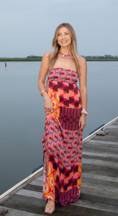 Emory Strapless Dress in Geo Pop