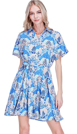 Insert Flared Dress in Ocean Oasis