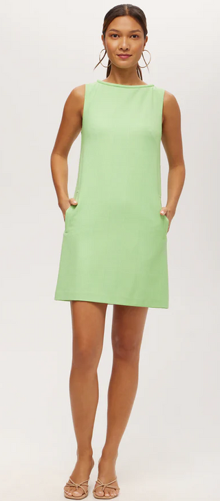 Belle Dress in Grass Court Green/Whitewash