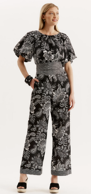 Gianna Linen Pant in Black