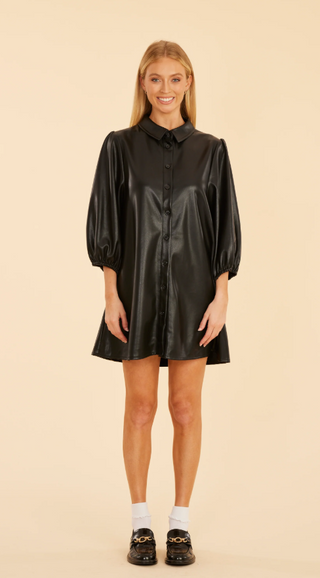 Vegan Leather Dress in Black