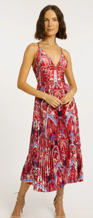 Genevieve Dress in Ruby Tropics