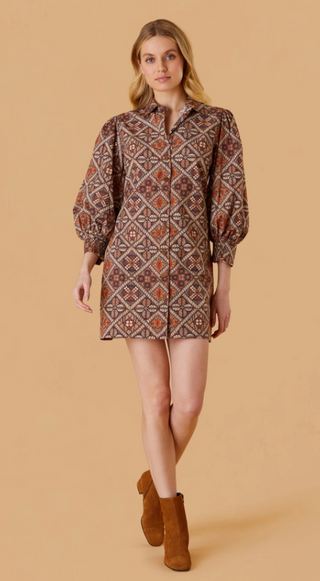 Jules Dress in Chai Medallions