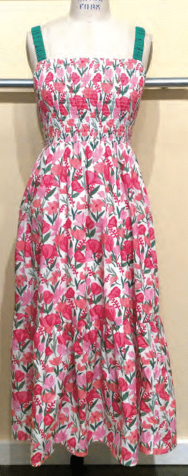 Floral Print Smocked Tiered Maxi Dress in Pink