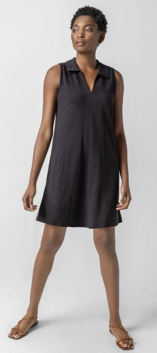 Sleeveless Collared Dress in Black