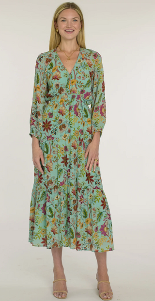 Hallie Dress in Exotic Flower Aquamarine